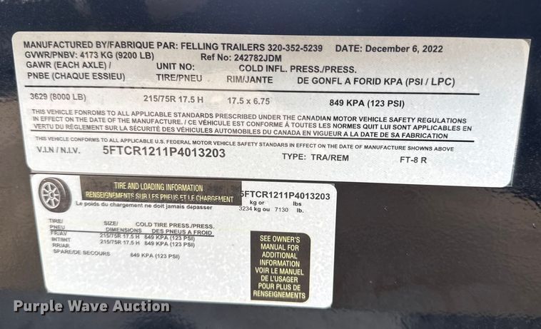 image for item EG2032 2023 Felling Trailers Felling Trailers reel trailer