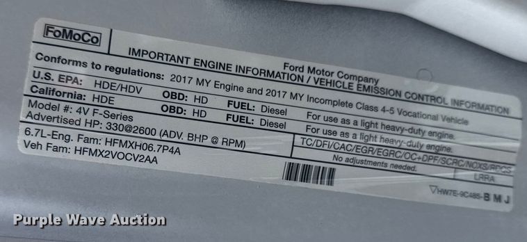 image for item EG2036 2017 Ford F550 Super Duty XL utility / service truck