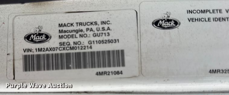 image for item EG2040 2012 Mack GU713 vacuum truck