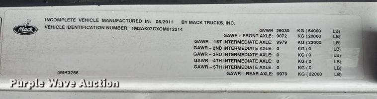 image for item EG2040 2012 Mack GU713 vacuum truck