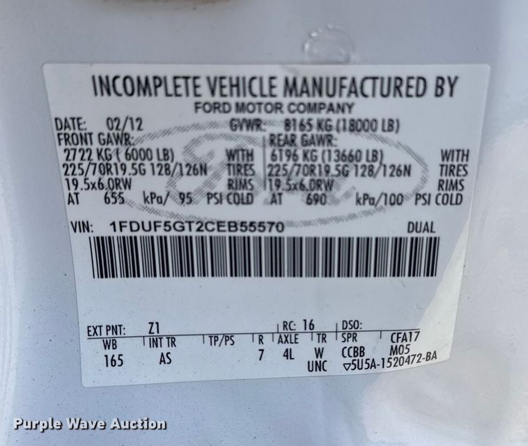 image for item EG2084 2012 Ford F-550 Super Duty utility / service truck