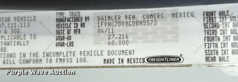 image for item EG2093 2012 Freightliner Business Class M2 crane truck