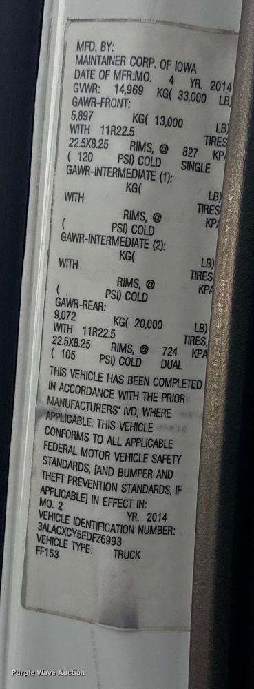 image for item EG2102 2014 Freightliner Business Class M2 utility / service truck