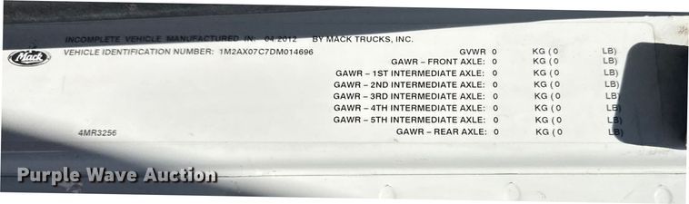 image for item EG2126 2013 Mack GU713 vacuum truck