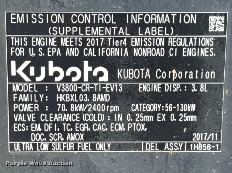 image for item EG2140 2018 Kubota SVL95-2S tracked skid steer loader
