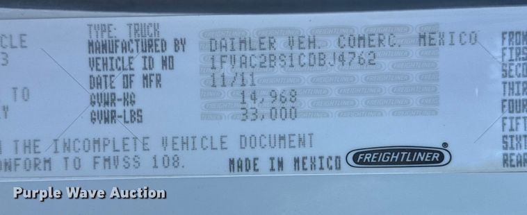 image for item EG2142 2012 Freightliner Business Class M2 utility / service truck