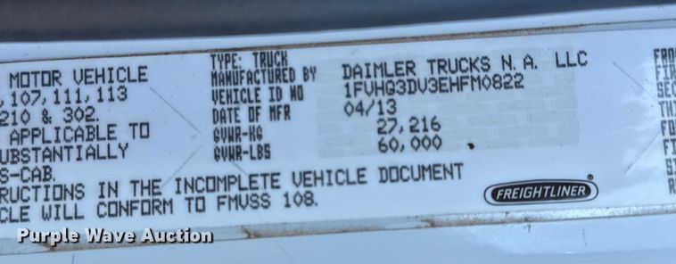 image for item EG2150 2014 Freightliner 114SD crane truck