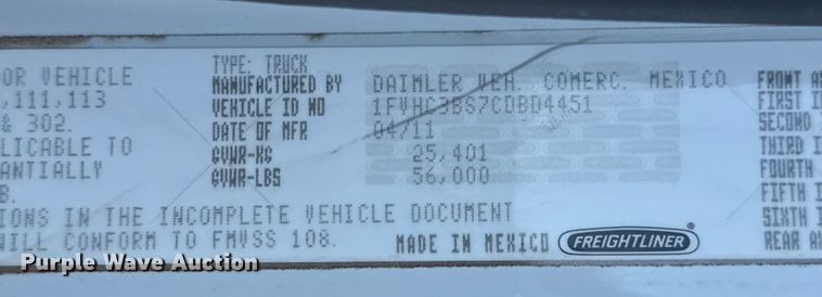 image for item EG2155 2012 Freightliner Business Class M2 utility / service truck