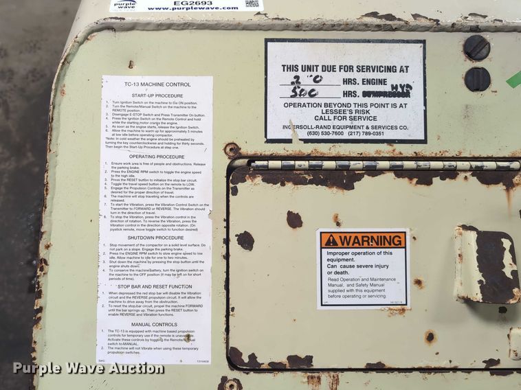 image for item EG2693 Ingersoll Rand TC-13 trench compactor