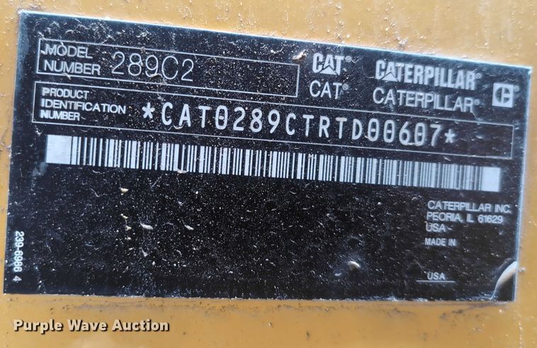 image for item EG2699 2012 Caterpillar 289C2 tracked skid steer loader