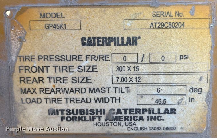 image for item EI5702 Caterpillar GP45K1 forklift