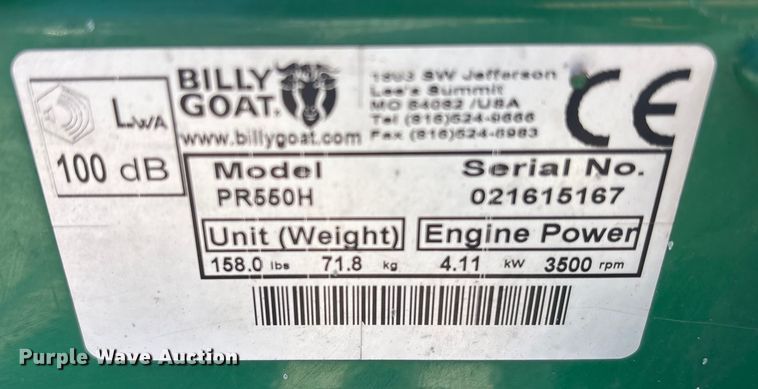 image for item EI5721 Billy Goat PR550H power rake