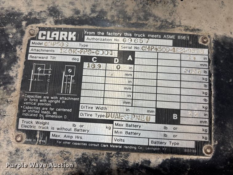 image for item EM5054 Clark CMP50SD forklift