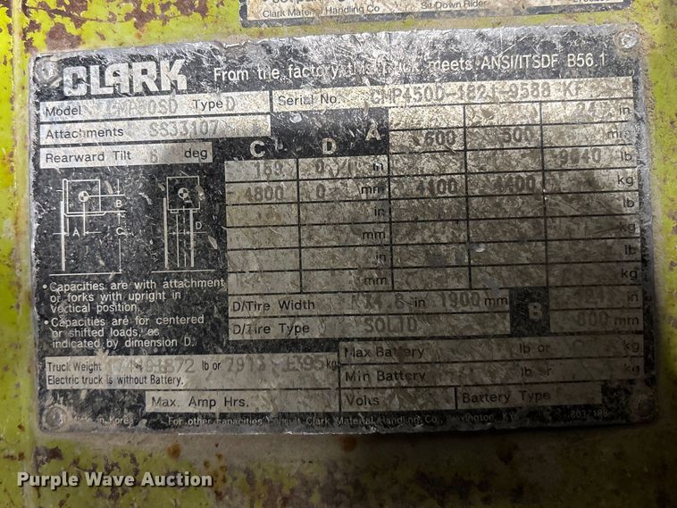 image for item EM5054 Clark CMP50SD forklift