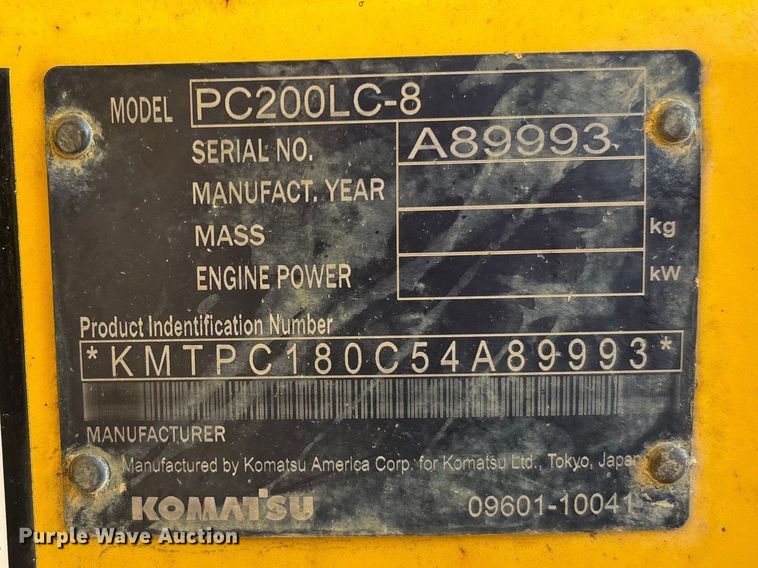 image for item EM5056 2011 Komatsu PC200LC-8 excavator