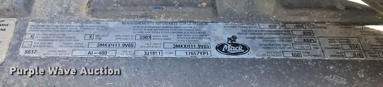 image for item EO7018 2004 Mack CV dump truck