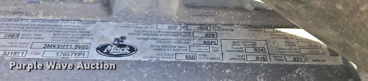 image for item EO7018 2004 Mack CV dump truck