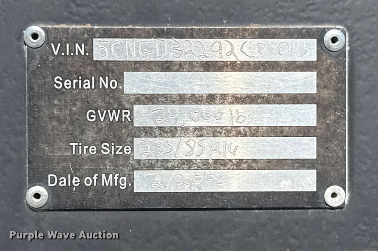 image for item ES5812 2002 Central Trailer Corp. equipment trailer