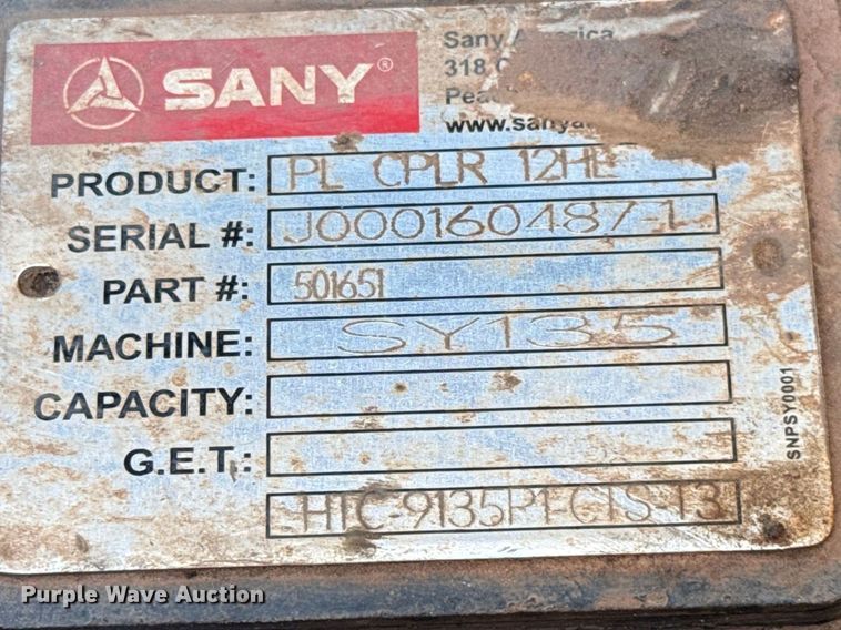 image for item ES5898 Sany SY135C excavator