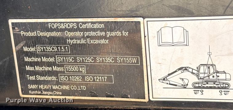 image for item ES5898 Sany SY135C excavator