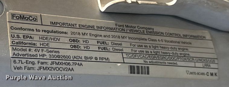 image for item ES5901 2018 Ford F550 Super Duty XL utility / service truck