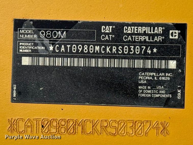 image for item ES5909 2018 Caterpillar 980M wheel loader
