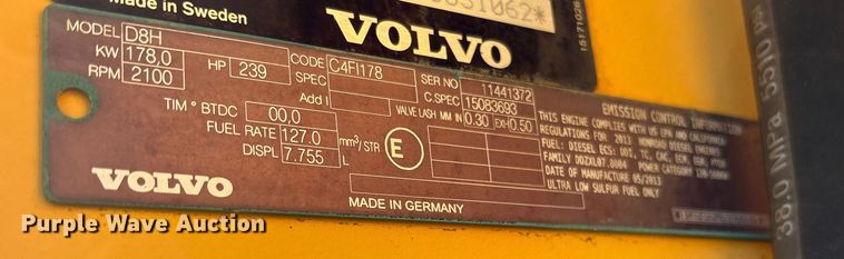 image for item ES8582 2013 Volvo L120G wheel loader