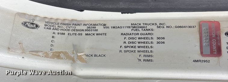 image for item ES8607 2007 Mack CV713 dump truck