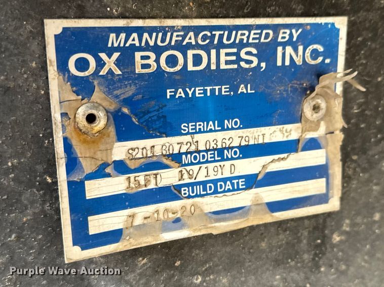 image for item ET1645 2020 Ox Bodies 15FT 19/19Y D Dump bed