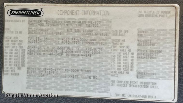 image for item ET6998 2016 Freightliner 114SD dump truck