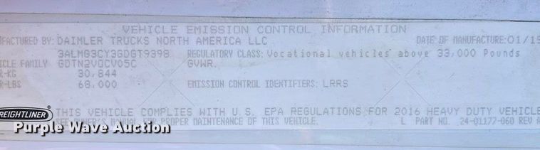 image for item ET6998 2016 Freightliner 114SD dump truck