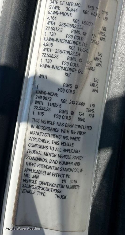 image for item ET6998 2016 Freightliner 114SD dump truck