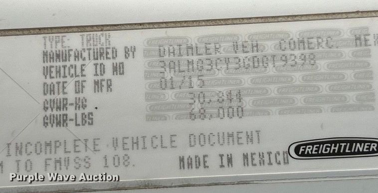 image for item ET6998 2016 Freightliner 114SD dump truck