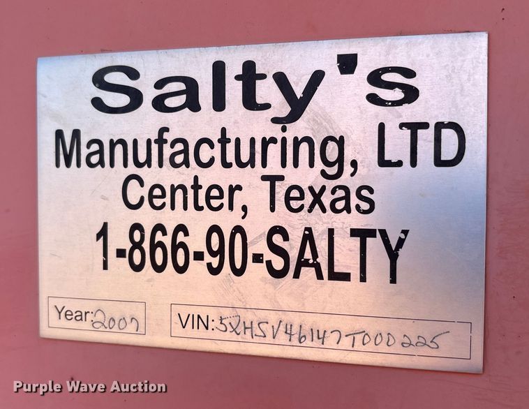 image for item EU0253 2007 Salty's Salty's Manufacturing, Ltd frac tank trailer