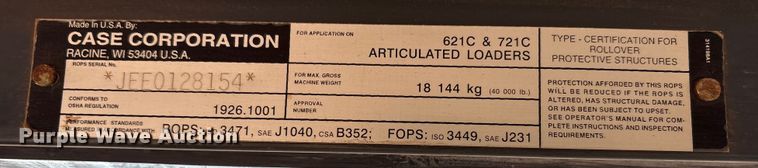 image for item EU4916 2000 Case 621C wheel loader