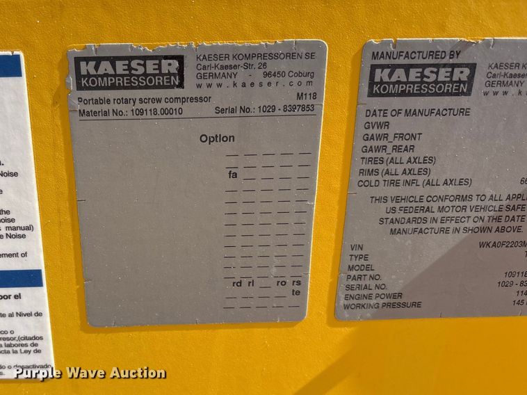 image for item EU4921 Kaeser M118 air compressor