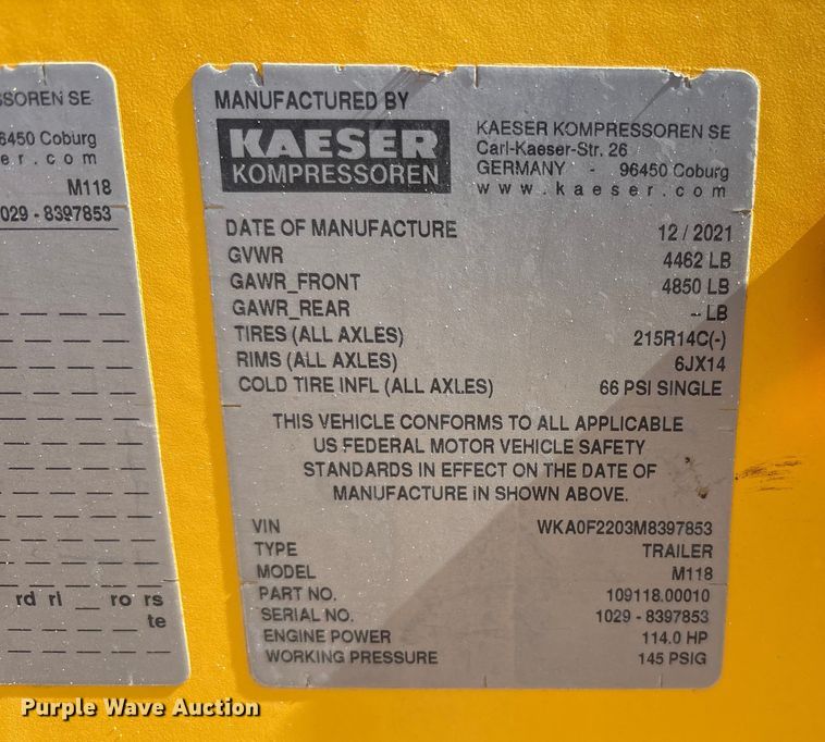 image for item EU4921 Kaeser M118 air compressor