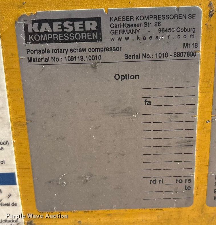 image for item EU4925 Kaeser M118 air compressor