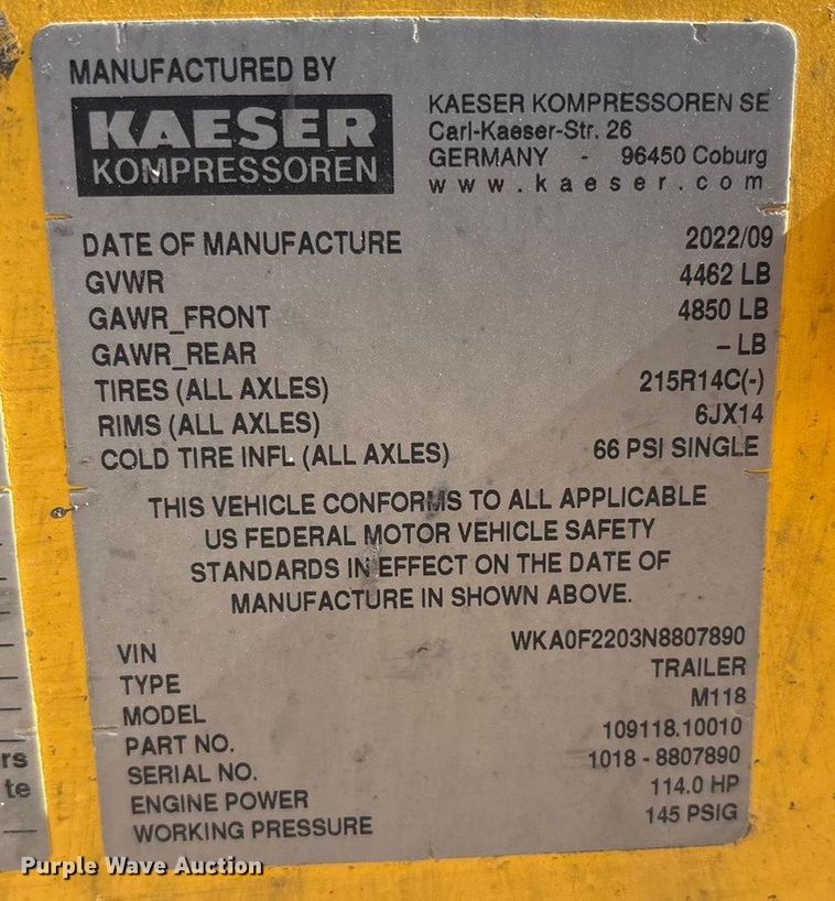 image for item EU4925 Kaeser M118 air compressor