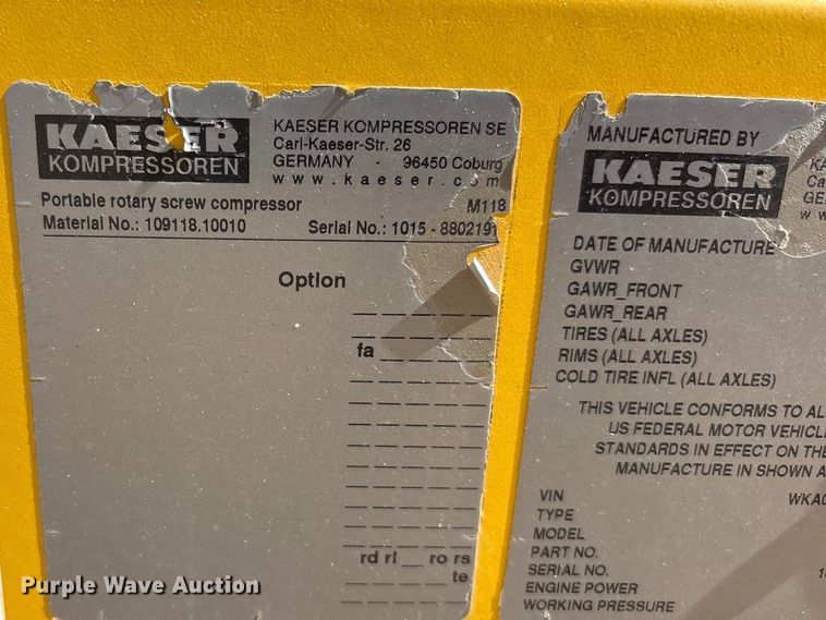 image for item EU4926 2022 Kaeser M118 air compressor