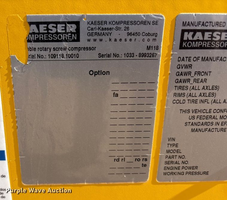 image for item EU4929 Kaeser M118 air compressor