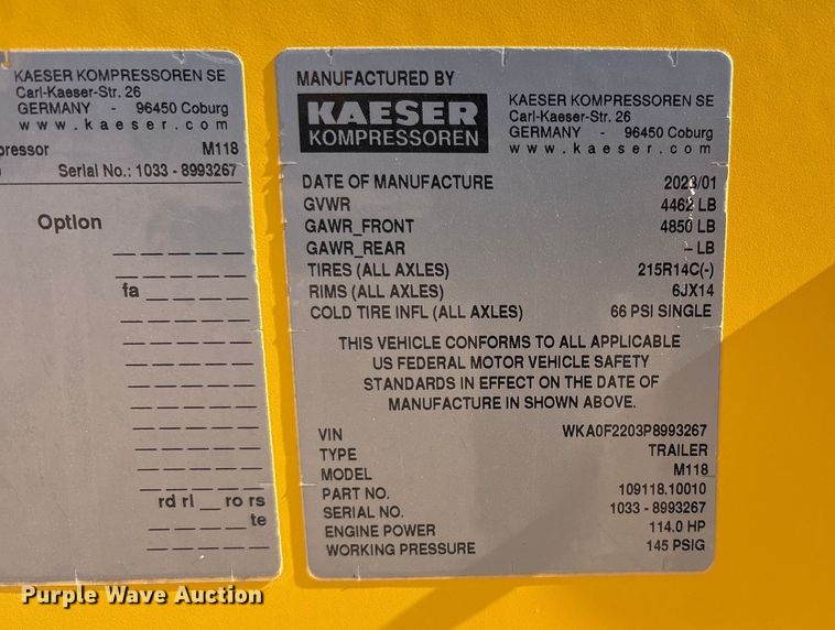 image for item EU4929 Kaeser M118 air compressor