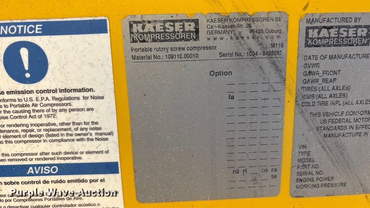 image for item EU4935 2021 Kaeser M118 air compressor