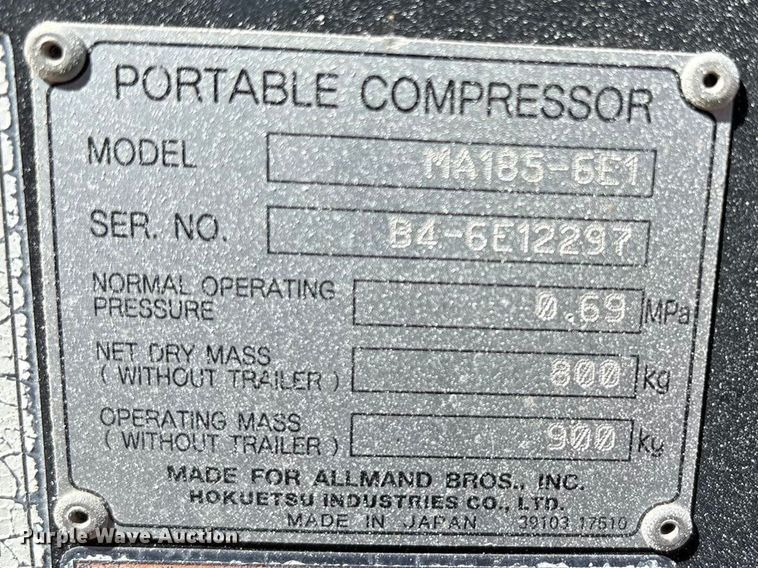 image for item EU4942 2019 Allmand Maxi-air 185 Portable air compressor