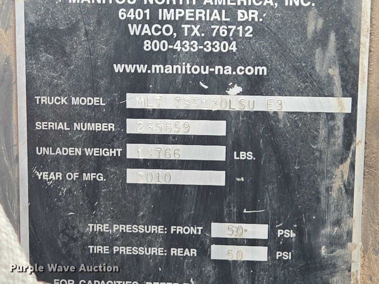 image for item EV5530 2010 Manitou MLT735 telehandler