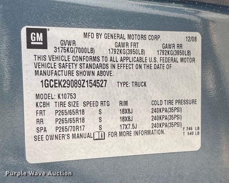 image for item FB3071 2009 Chevrolet Silverado 1500 Ext. Cab pickup truck