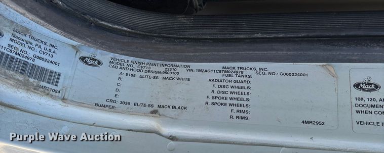 image for item FB3075 2007 Mack CV713 roll-off container truck