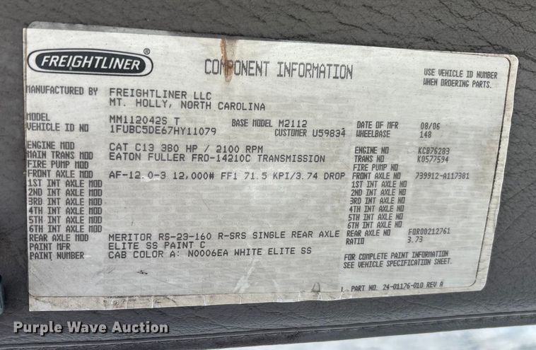 image for item FB3076 2007 Freightliner M2112 semi truck