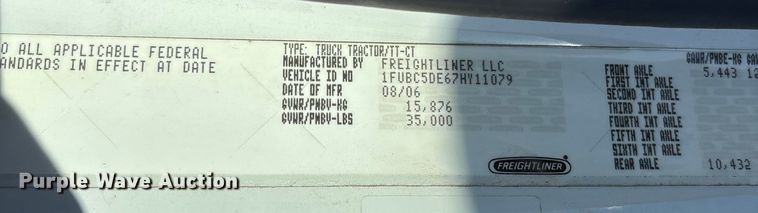 image for item FB3076 2007 Freightliner M2112 semi truck