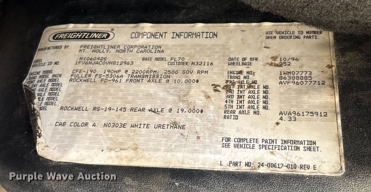 image for item FB3077 1997 Freightliner FL70 fuel / lube truck